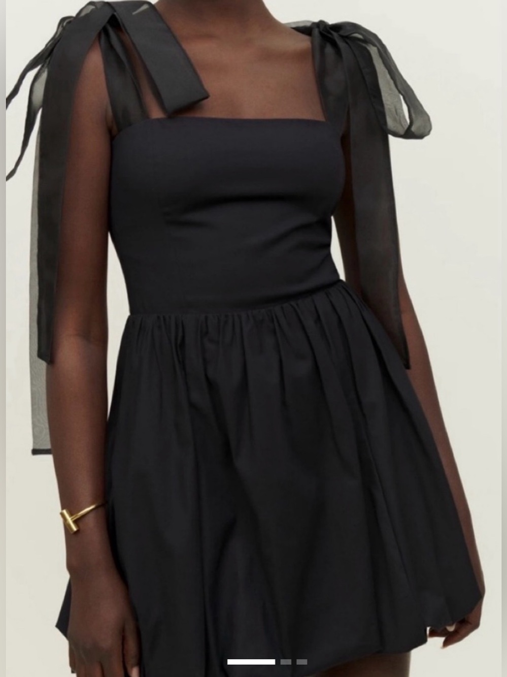 Reformation Black Sweetheart Ribbon Bow Mini Enza Bubble Dress - Size 6